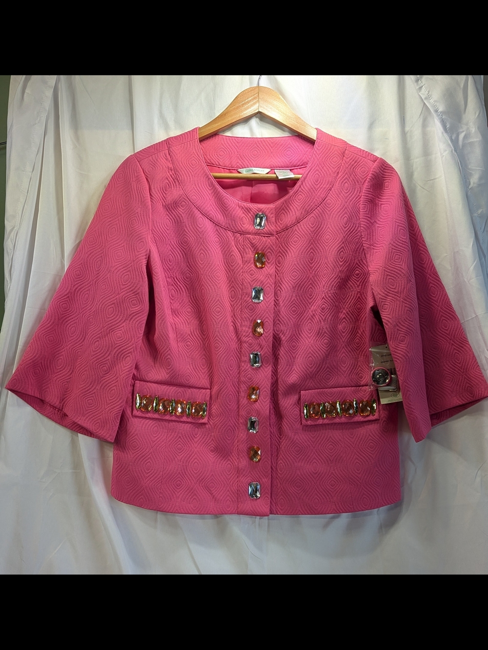 NWT Laura Ashley VGT Women’s Bright Pink Jewel-Button Dress Jacket Size M